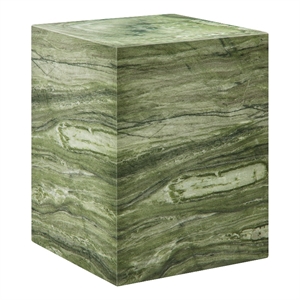 Jordana Square Plinth Indoor - Outdoor Patio Concrete Side Table in Green Marble
