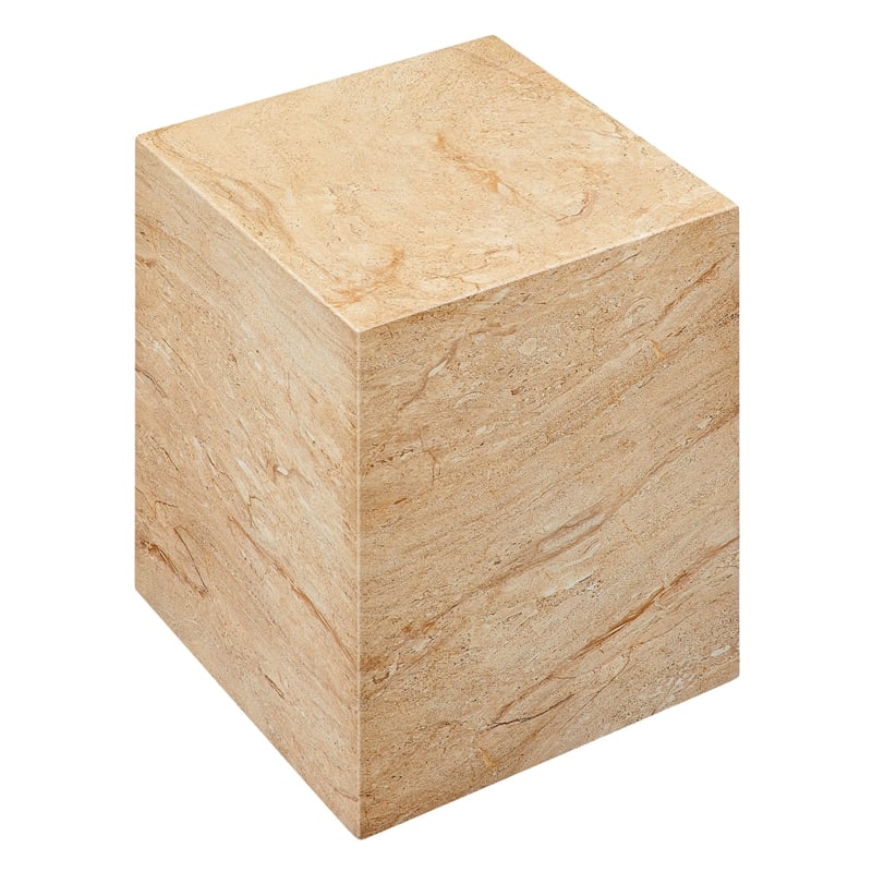 Jordana Square Plinth Indoor - Outdoor Patio Concrete Side Table in Travertine