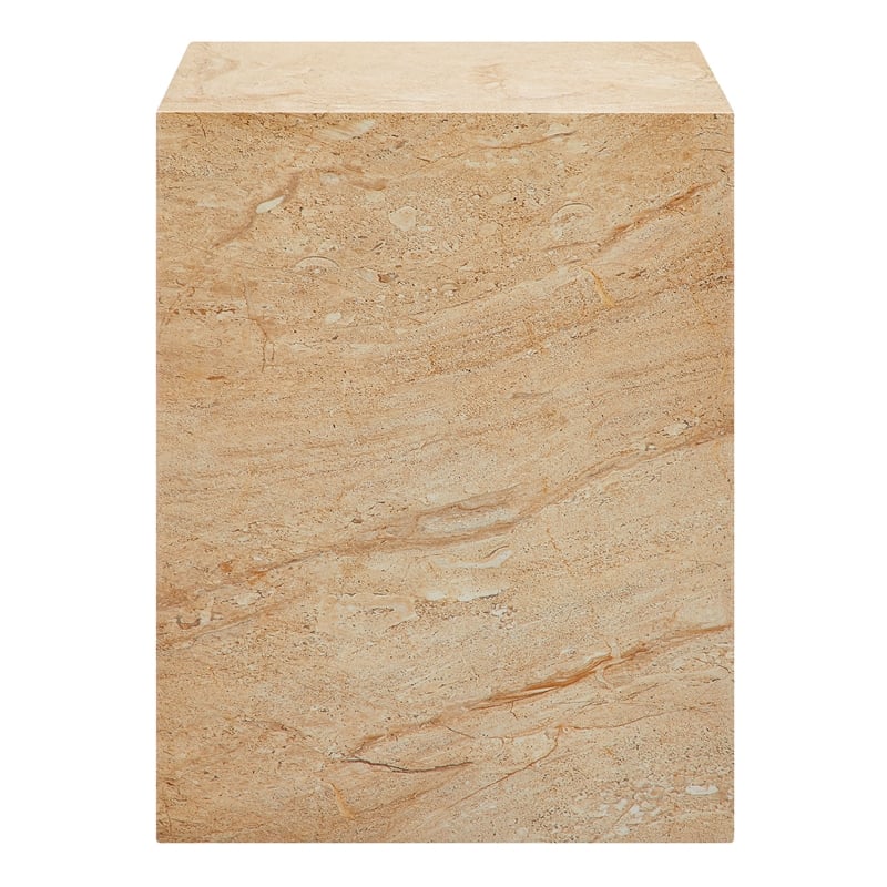 Jordana Square Plinth Indoor - Outdoor Patio Concrete Side Table in Travertine
