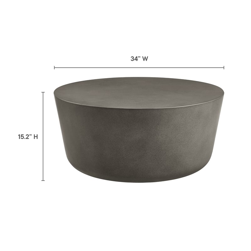 Brion Round Indoor - Outdoor Patio Concrete Coffee Table in Gray