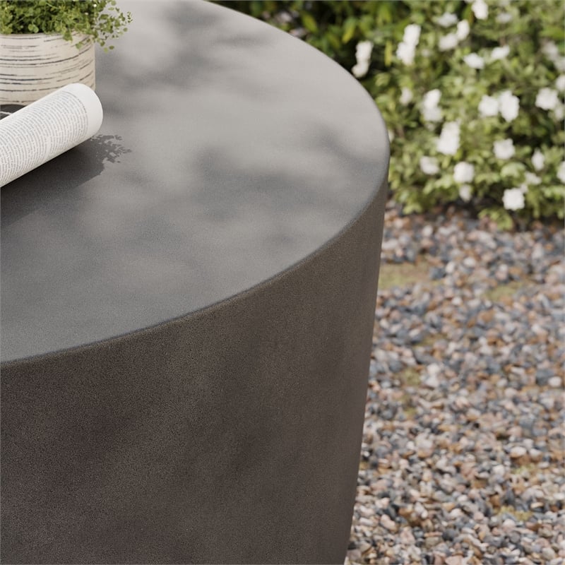 Brion Round Indoor - Outdoor Patio Concrete Coffee Table in Gray