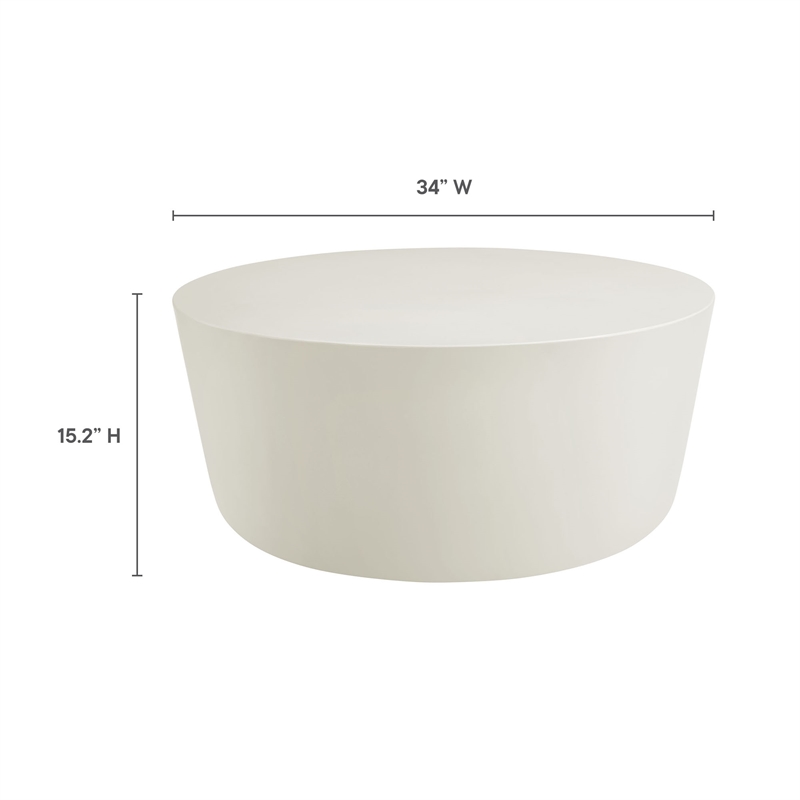 Brion Round Indoor - Outdoor Patio Concrete Coffee Table in White