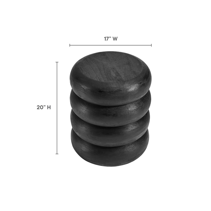 Ellery Round Stacked Wood Side Table in Wirebrush Black