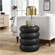 Ellery Round Stacked Wood Side Table in Wirebrush Black