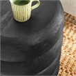 Ellery Round Stacked Wood Side Table in Wirebrush Black