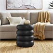 Ellery Round Stacked Wood Side Table in Wirebrush Black