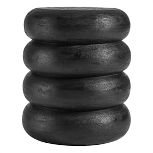 Ellery Round Stacked Wood Side Table in Wirebrush Black