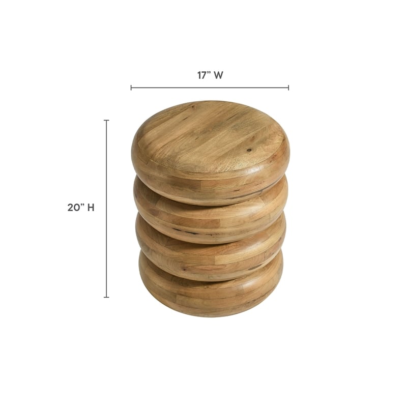 Ellery Round Stacked Wood Side Table in Natural