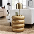 Ellery Round Stacked Wood Side Table in Natural