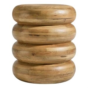 Ellery Round Stacked Wood Side Table in Natural