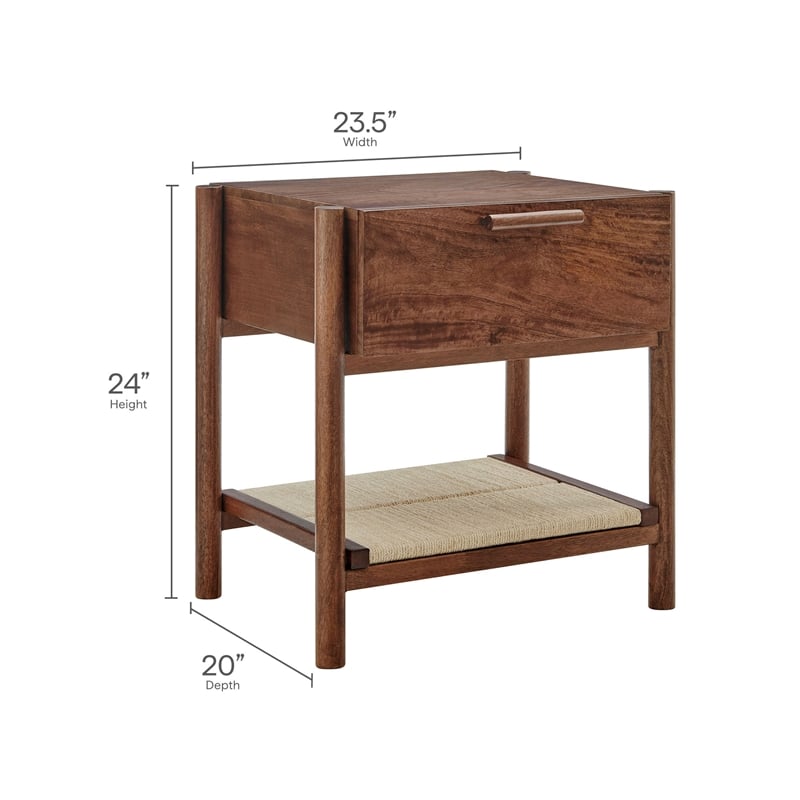Oswin 1-Drawer Wood Nightstand in Walnut