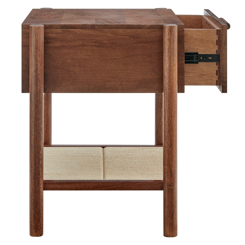 Oswin 1-Drawer Wood Nightstand in Walnut