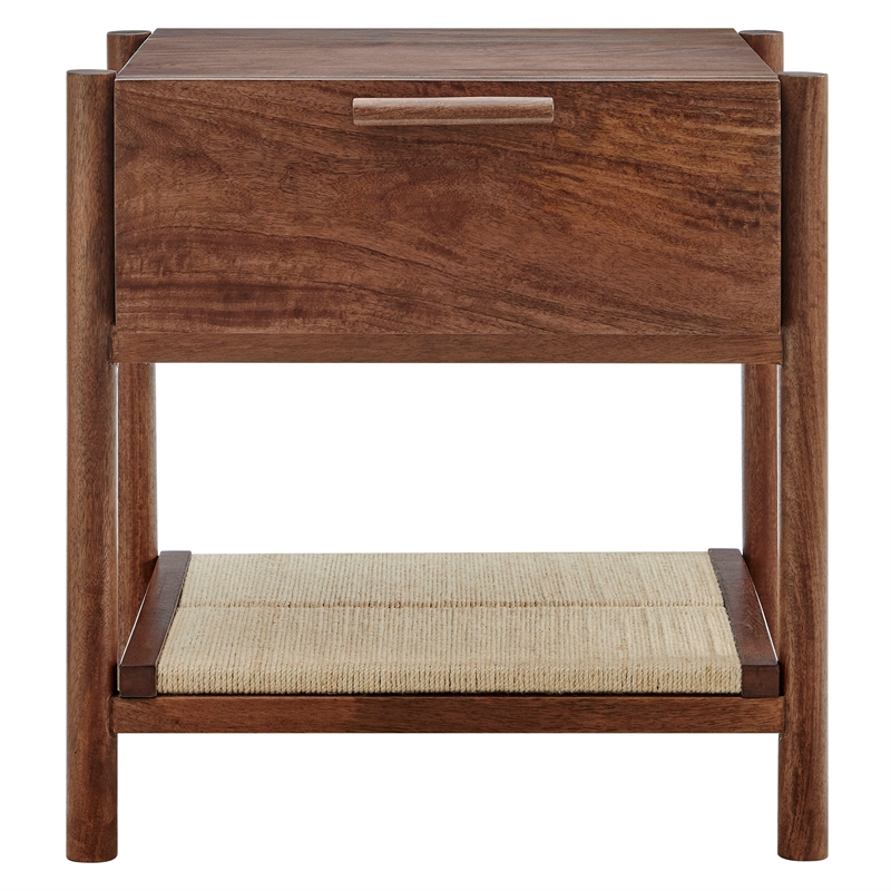 Oswin 1-Drawer Wood Nightstand in Walnut