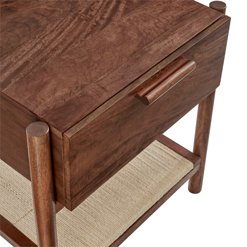 Oswin 1-Drawer Wood Nightstand in Walnut