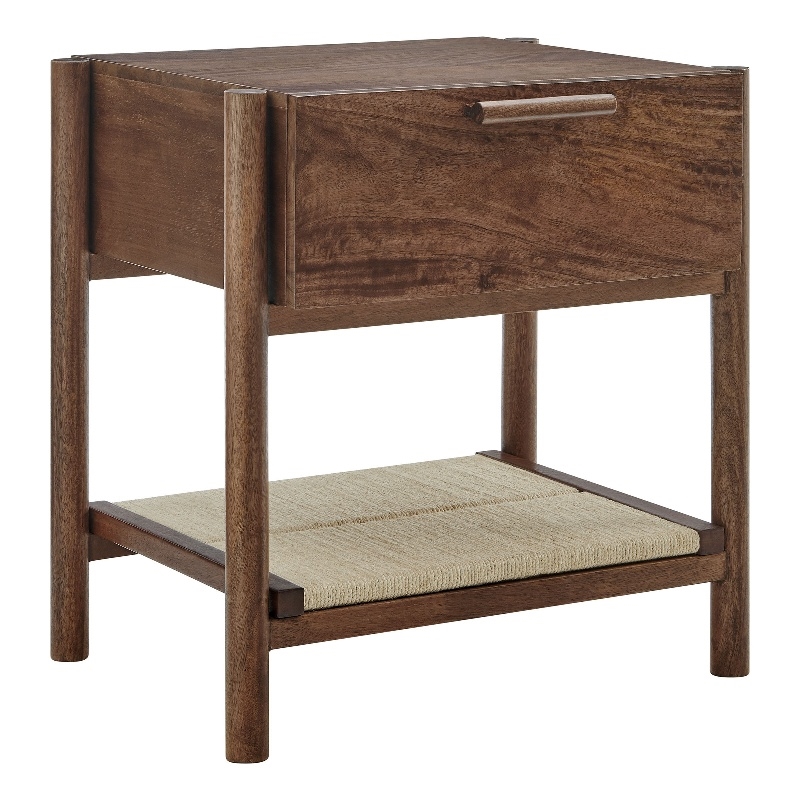 Oswin 1-Drawer Wood Nightstand in Walnut
