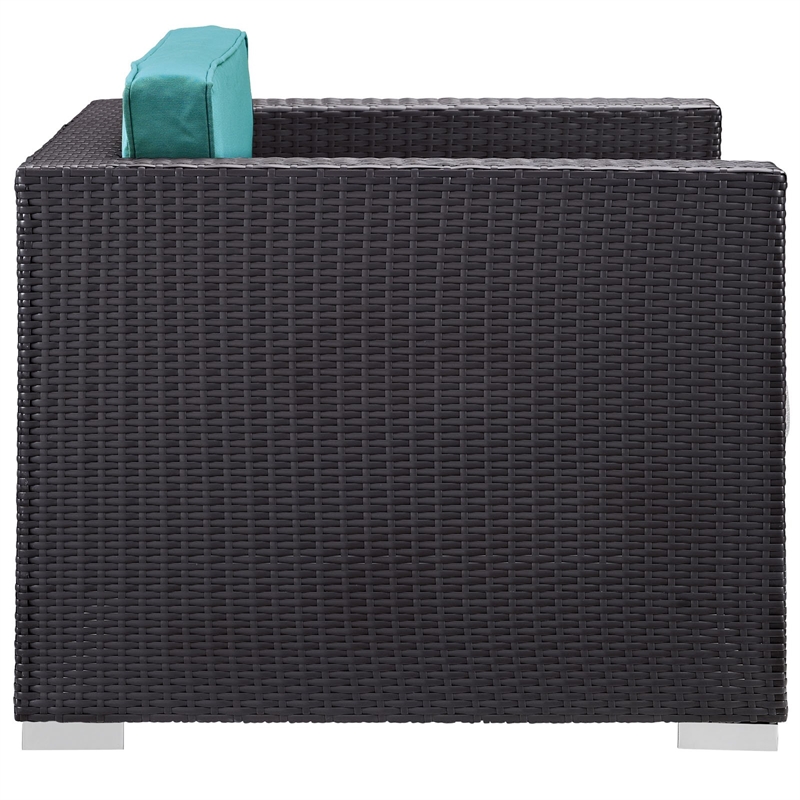 Gather Outdoor Patio Armchair in Espresso Turquoise
