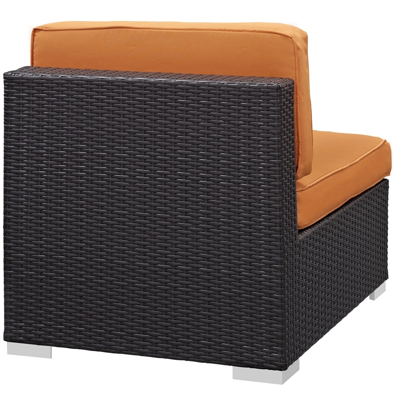 Gather Armless Outdoor Patio Sectional in Espresso Orange