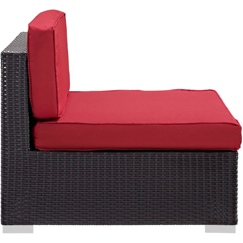 Gather Armless Outdoor Patio Sectional in Espresso Red