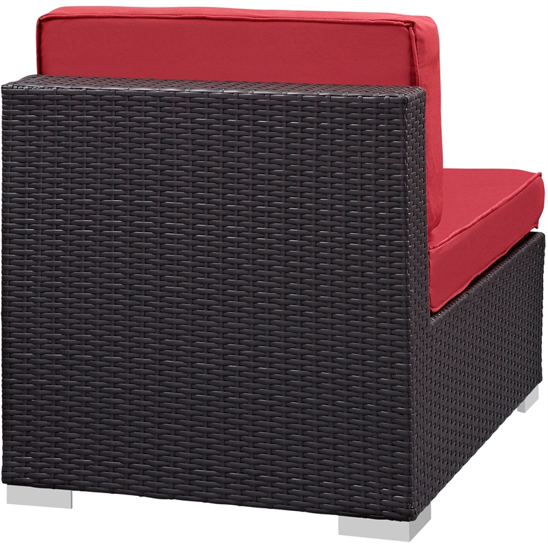 Gather Armless Outdoor Patio Sectional in Espresso Red