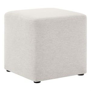 Callum 17&quot Square Woven Heathered Fabric Ottoman in Heathered Weave Ivory