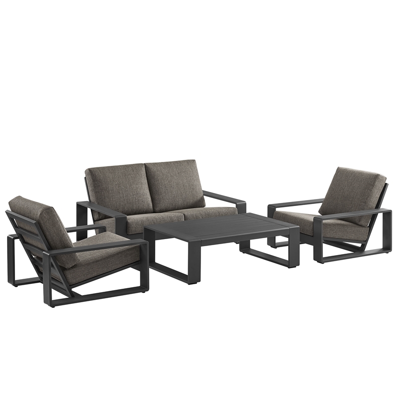 Modway Lirienne 4-Piece Outdoor Patio Aluminum Furniture Set in Smoke