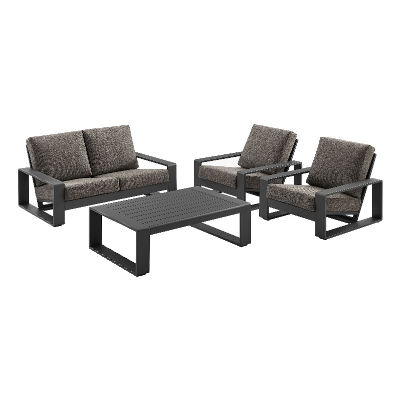 Modway Lirienne 4-Piece Outdoor Patio Aluminum Furniture Set in Smoke