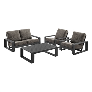 Modway Lirienne 4-Piece Outdoor Patio Aluminum Furniture Set in Smoke