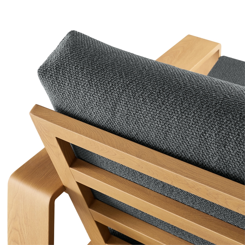 Lirienne Outdoor Patio Aluminum Faux Wood Armchair in Charcoal Natural