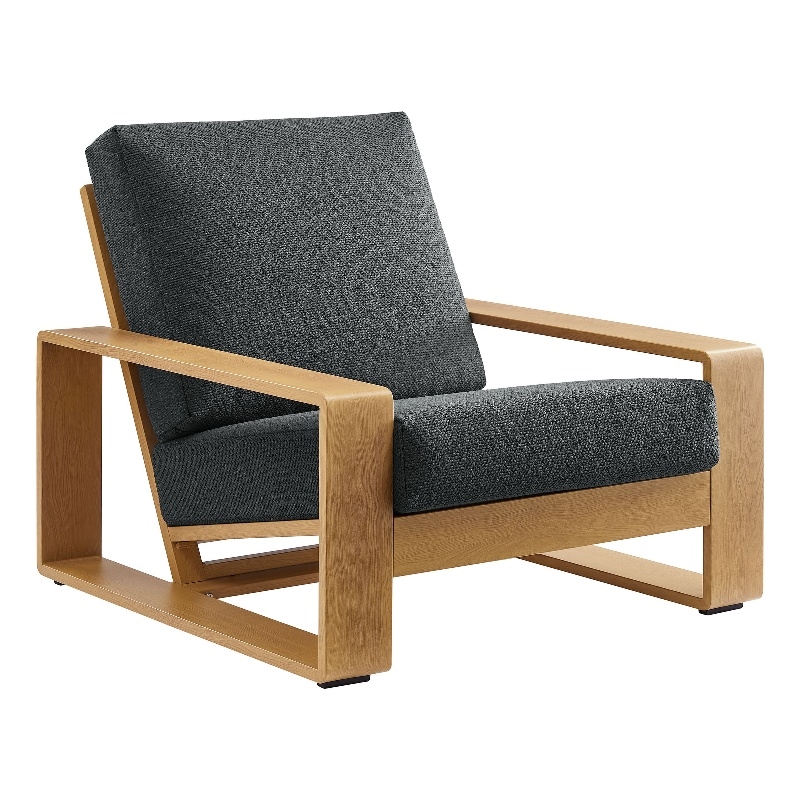 Lirienne Outdoor Patio Aluminum Faux Wood Armchair in Charcoal Natural