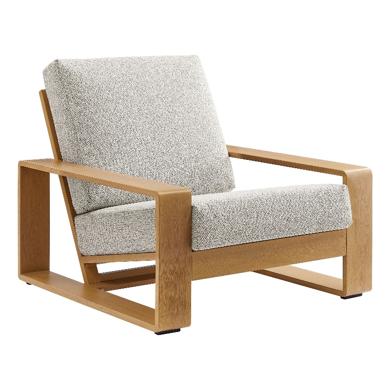 Lirienne Outdoor Patio Aluminum Faux Wood Armchair in Ivory Natural