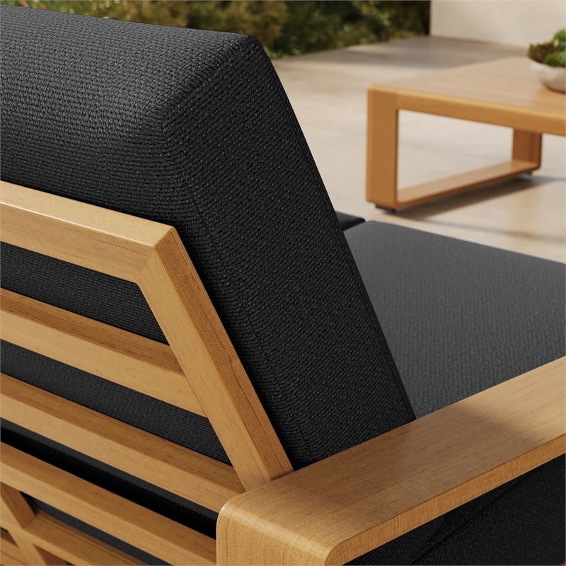 Lirienne Outdoor Patio Aluminum Faux Wood Loveseat in Charcoal Natural