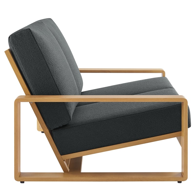 Lirienne Outdoor Patio Aluminum Faux Wood Loveseat in Charcoal Natural