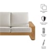 Lirienne Outdoor Patio Aluminum Faux Wood Loveseat in Ivory Natural