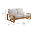 Lirienne Outdoor Patio Aluminum Faux Wood Loveseat in Ivory Natural
