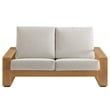 Lirienne Outdoor Patio Aluminum Faux Wood Loveseat in Ivory Natural
