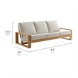 Lirienne Outdoor Patio Aluminum Faux Wood Sofa in Ivory Natural