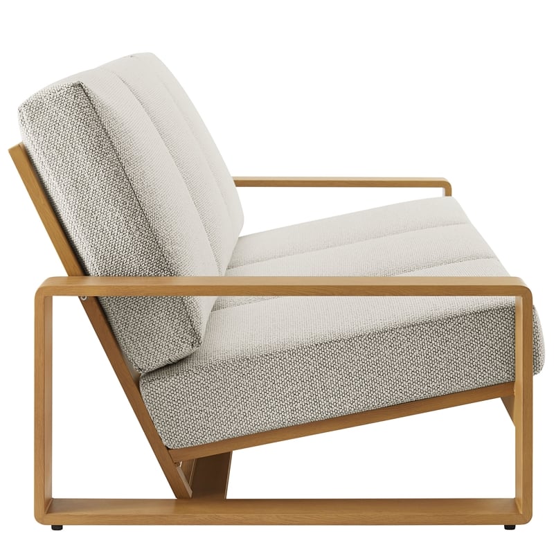 Lirienne Outdoor Patio Aluminum Faux Wood Sofa in Ivory Natural