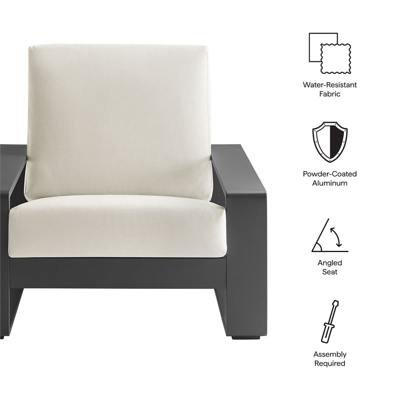 Lirienne Outdoor Patio Aluminum Armchair in Cream Gray