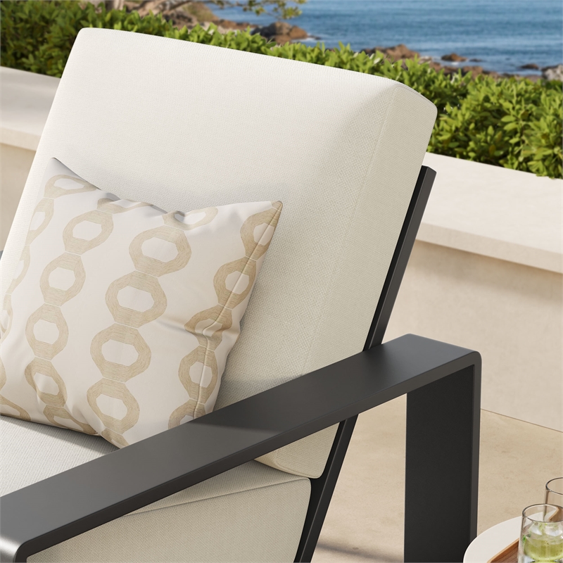 Lirienne Outdoor Patio Aluminum Armchair in Cream Gray