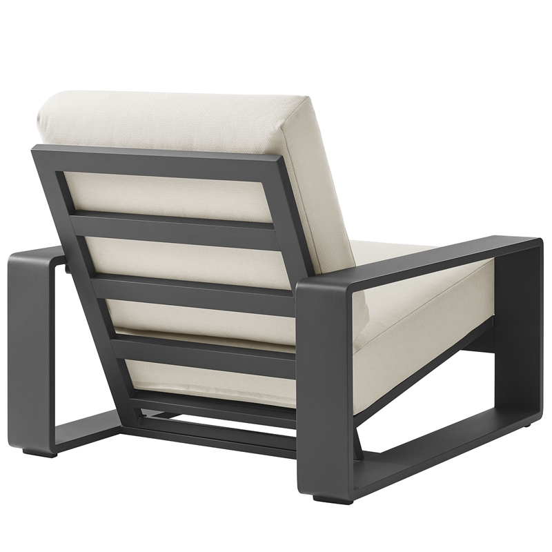 Lirienne Outdoor Patio Aluminum Armchair in Cream Gray