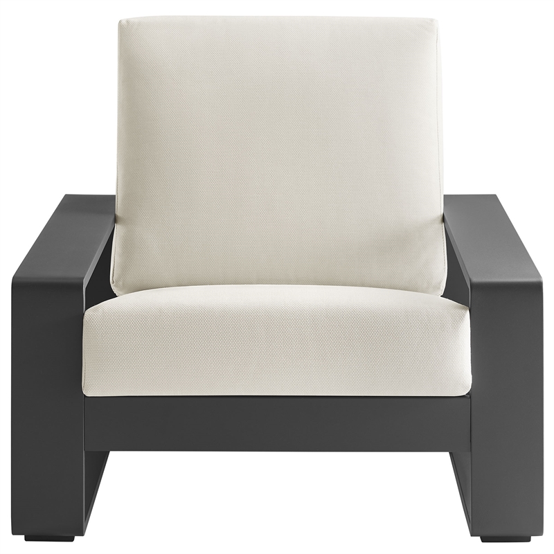 Lirienne Outdoor Patio Aluminum Armchair in Cream Gray