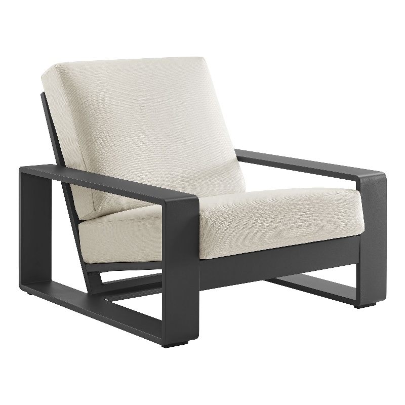 Lirienne Outdoor Patio Aluminum Armchair in Cream Gray