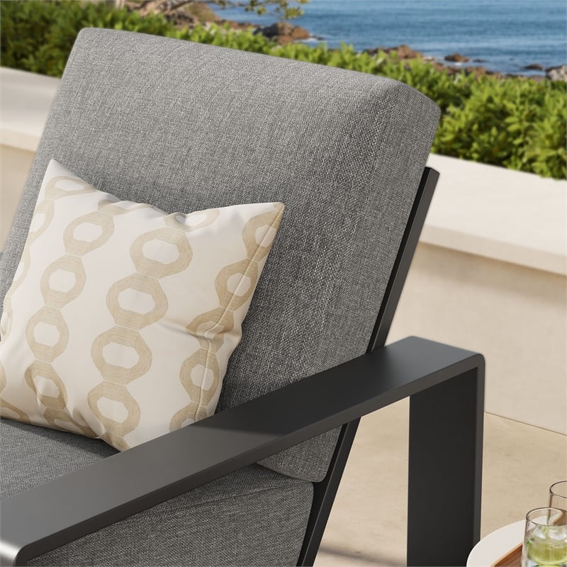 Lirienne Outdoor Patio Aluminum Armchair in Light Gray Gray