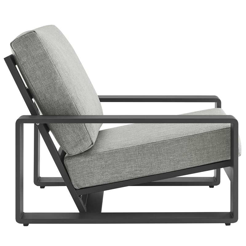Lirienne Outdoor Patio Aluminum Armchair in Light Gray Gray