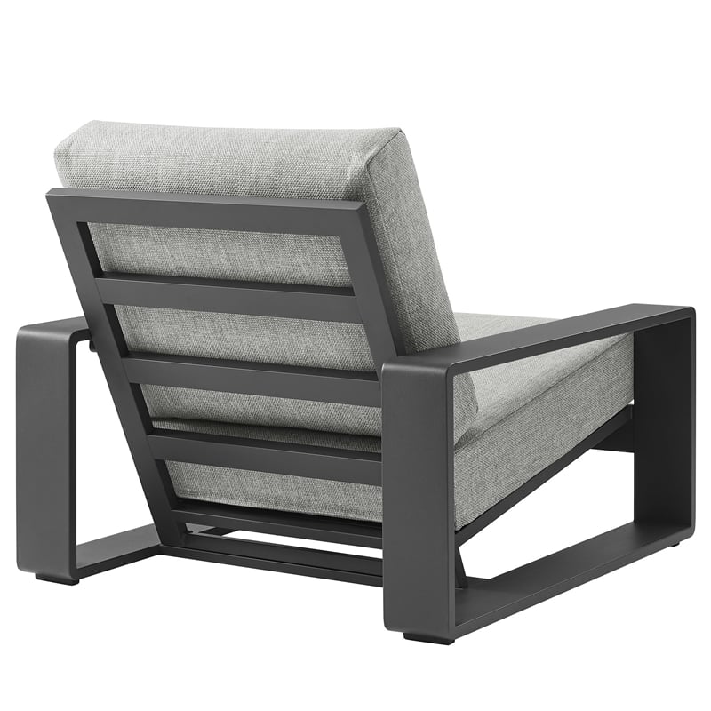 Lirienne Outdoor Patio Aluminum Armchair in Light Gray Gray