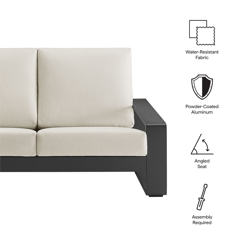 Lirienne Outdoor Patio Aluminum Loveseat in Cream Gray