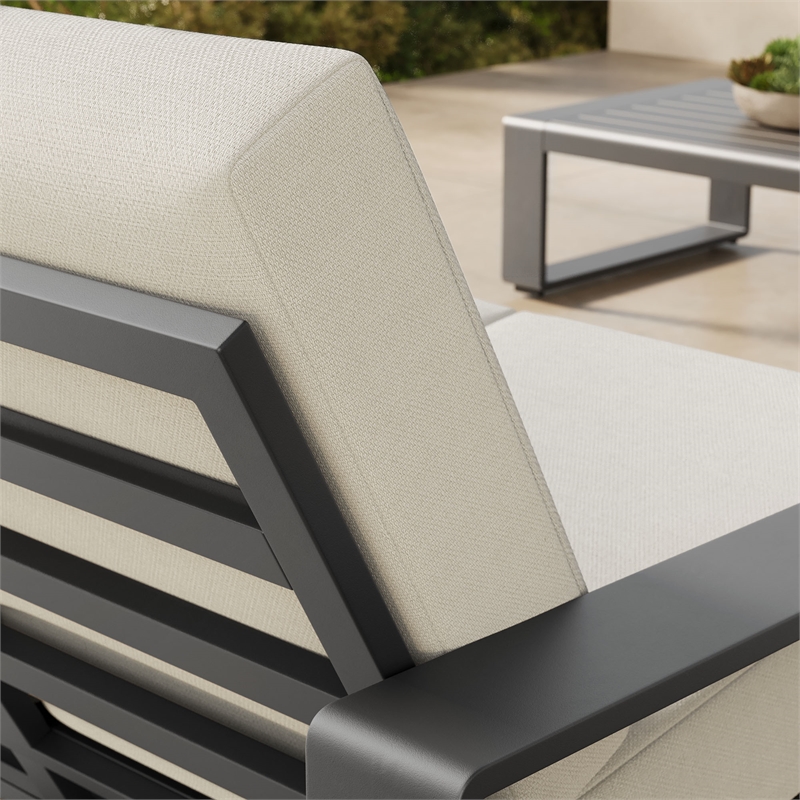 Lirienne Outdoor Patio Aluminum Loveseat in Cream Gray