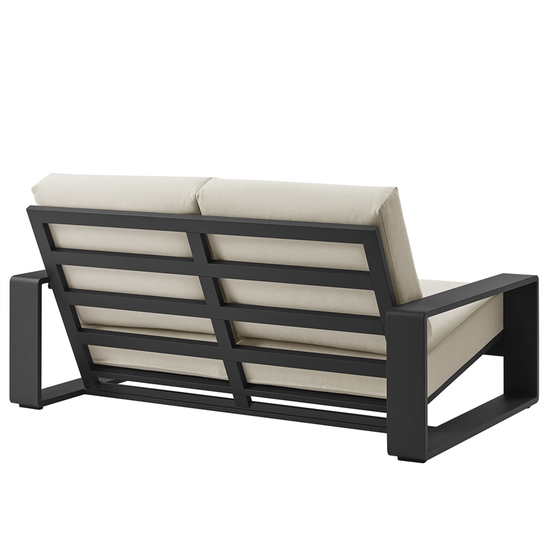 Lirienne Outdoor Patio Aluminum Loveseat in Cream Gray