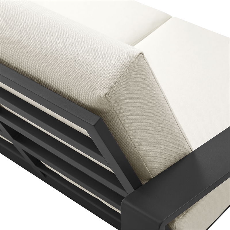 Lirienne Outdoor Patio Aluminum Loveseat in Cream Gray