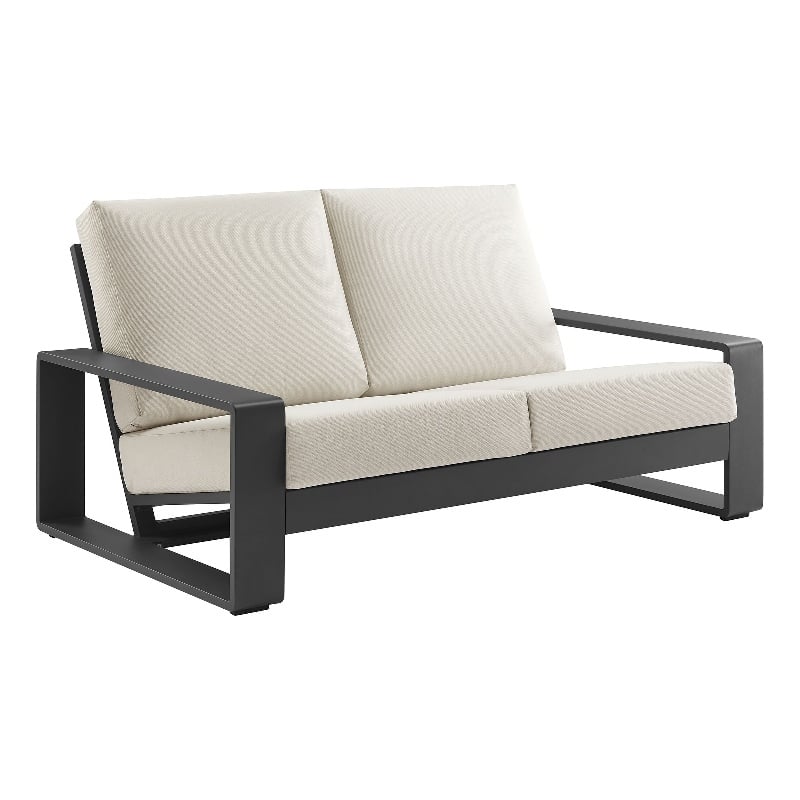 Lirienne Outdoor Patio Aluminum Loveseat in Cream Gray